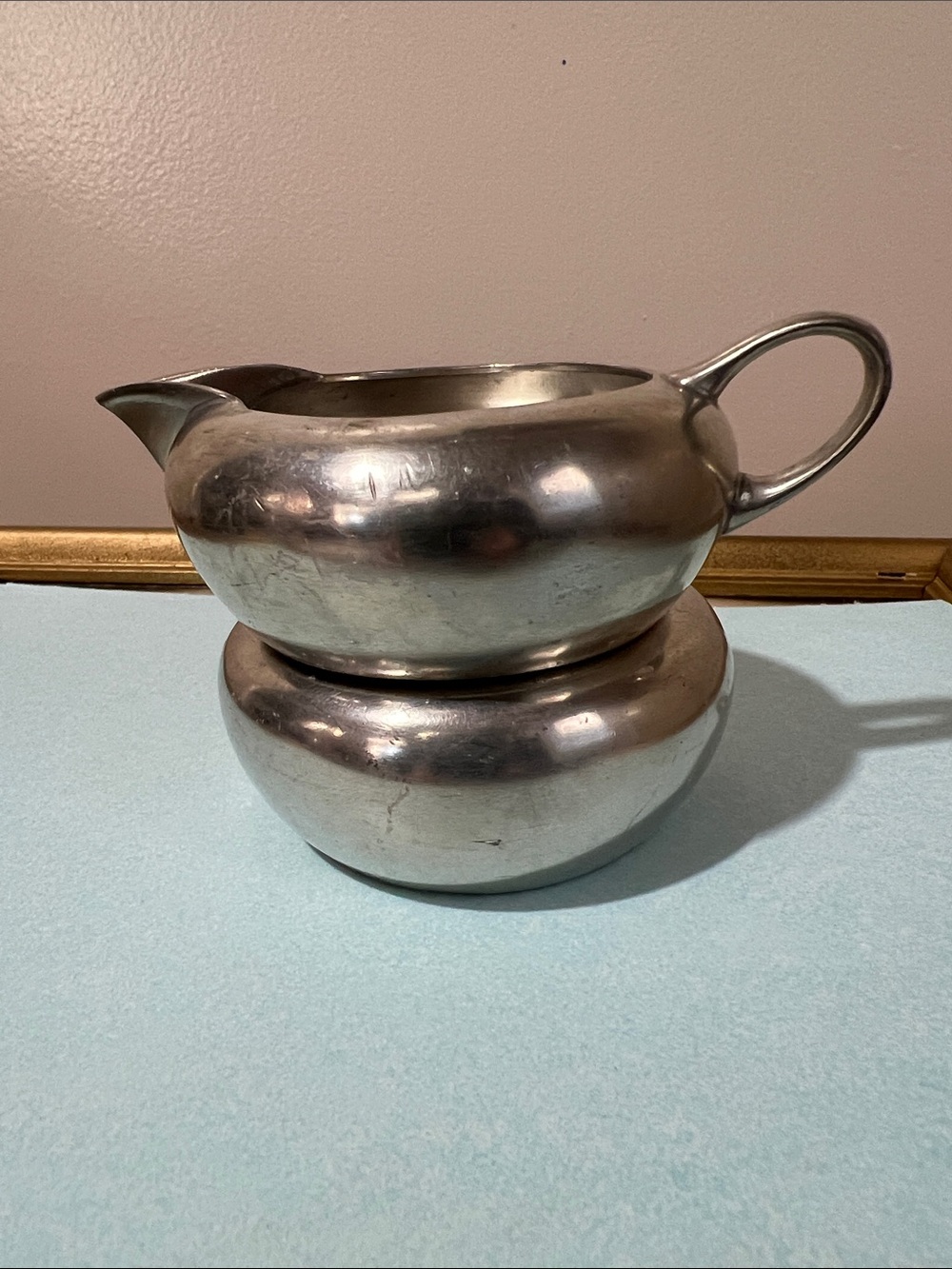 Royal Holland Pewter KDM DAALDEROP MCM Small Stacked Creamer /Sugar Made Holland